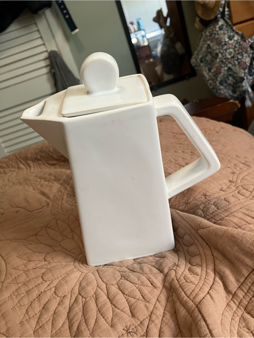 Vintage Pier 1 White Ceramic Rectangular Pitcher